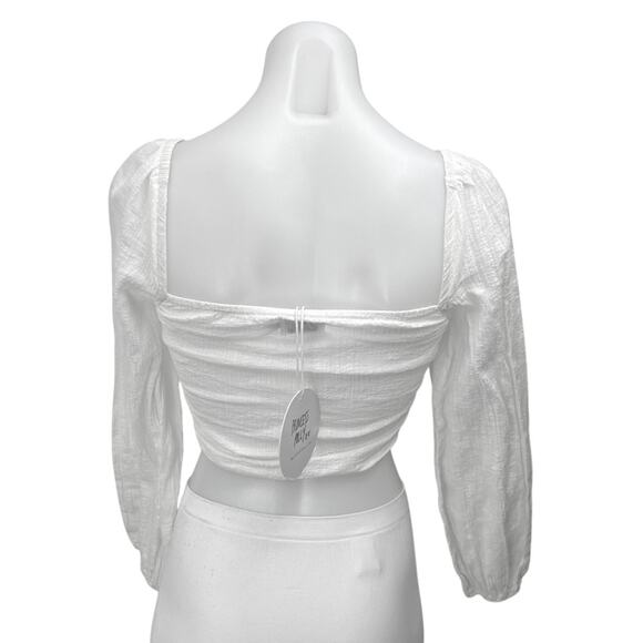 NEW Princess Polly Ashton White Long Sleeve Corset Bustier Blouse Crop Top Sz 2 - Picture 2 of 4